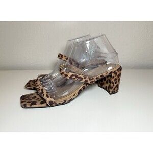 Banana Republic Cheetah Double Strap Block Heel Slip On Sandals Women's‎ 10